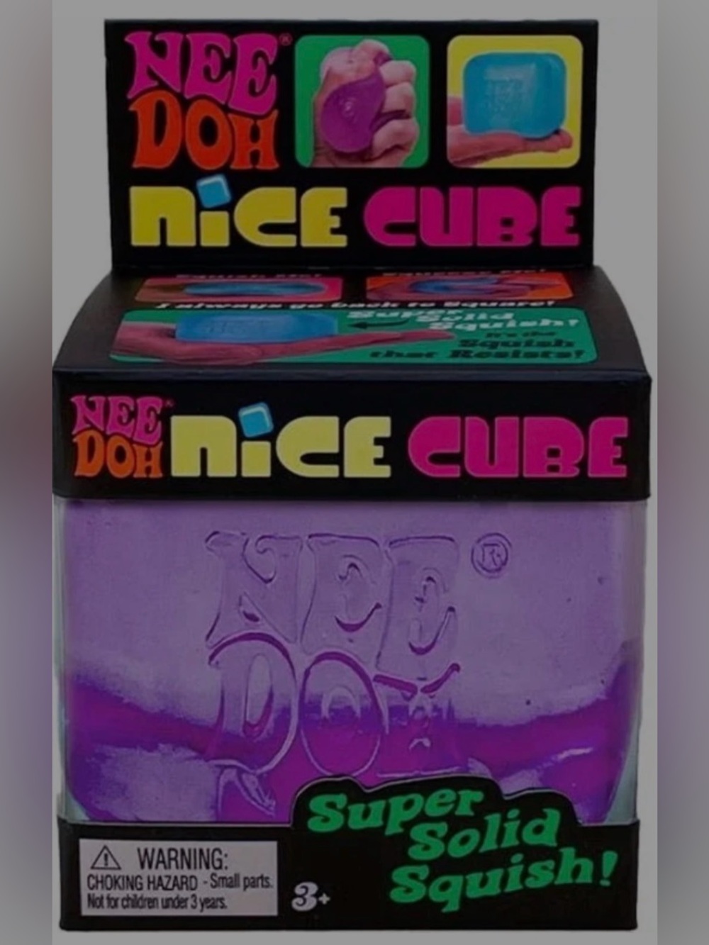Schylling NeeDoh Nice Cube Sensory Squeeze Toy Purple Super Solid Squish - 2.25